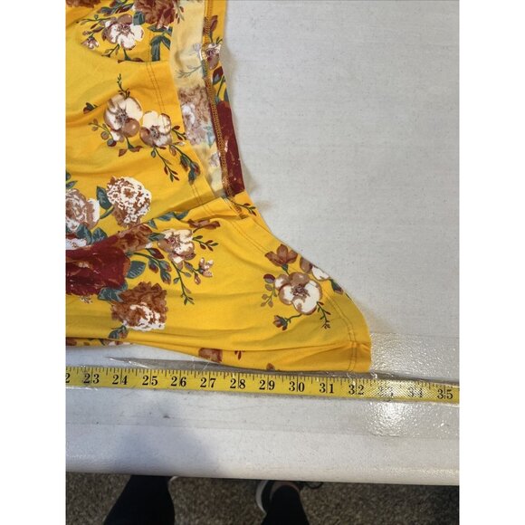 Bobbie Brooks Womens XL Floral Tunic Top Yellow & Burgundy - Picture 5 of 7